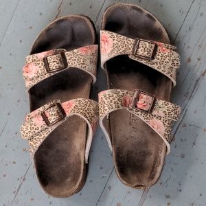 Birkenstock cheetah and flower print sandals